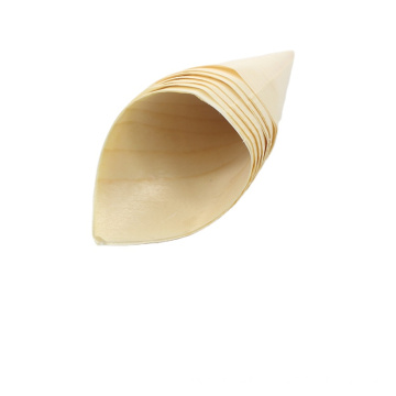 Biodegradable Tableware Wooden Rolling Tip Cone For Ice Cream